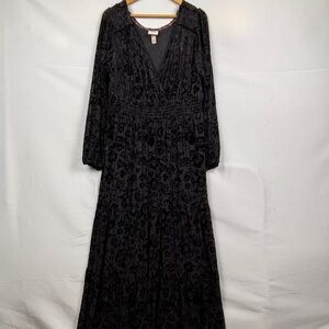 Knox Rose Women Long Sleeve Maxi Dress XL Velvet Burnout Witchy Whimsigoth Boho